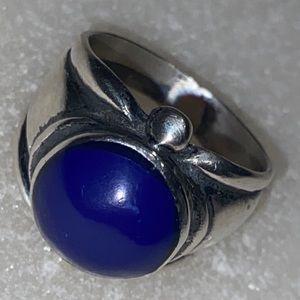 Antique Cobalt Cabochon Ring Sterling
